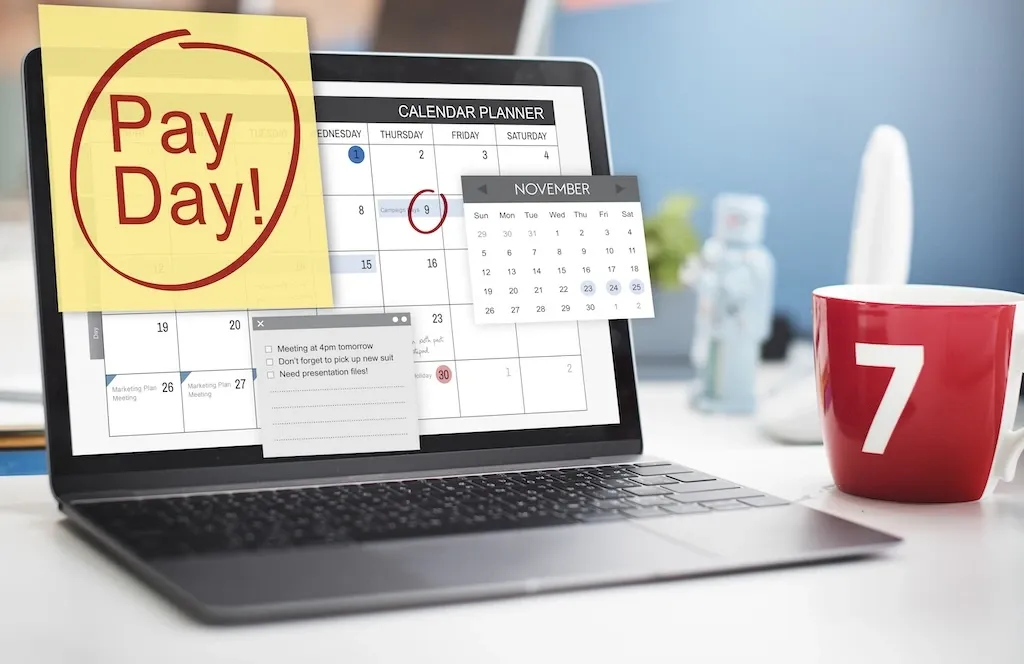 Pay day accounting banking budget economy concept