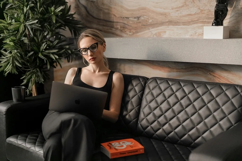 woman working on her laptop